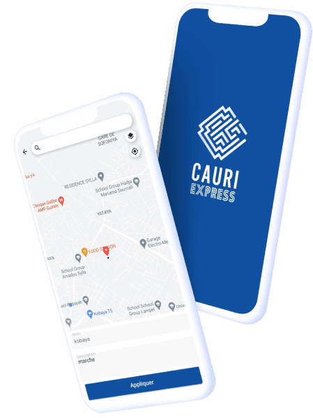 Cauri Express app presentation screens